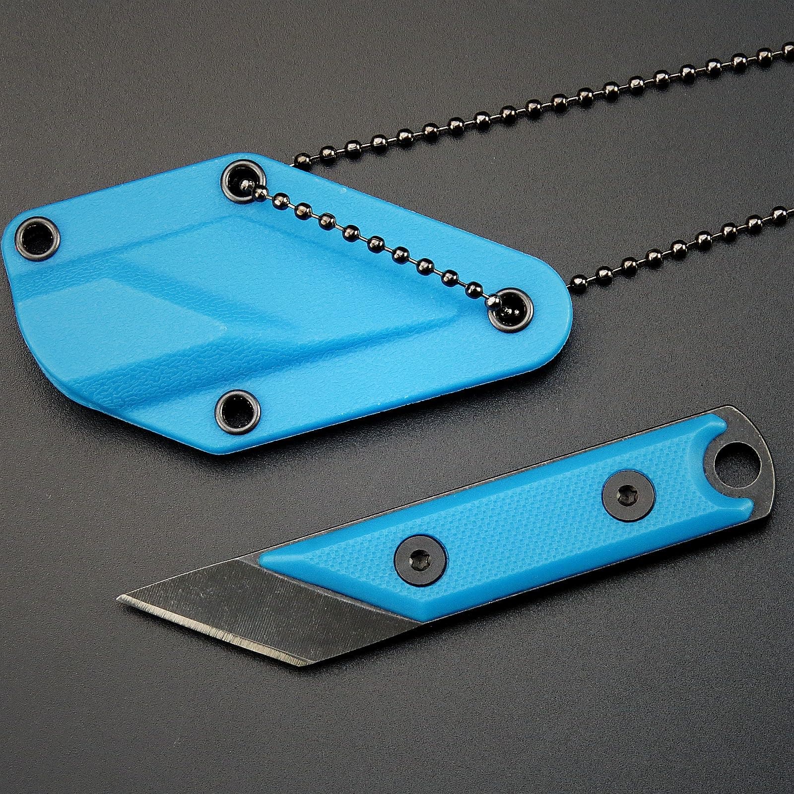 C1146 Fixed Blade Knife,D2 Blade G10 Handle Mini Pocket Knife, EDC Tool Knife for Outdoor, Camping, Hiking, Fishing with kydex Sheath (Sky Blue)