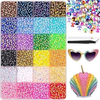 12600Pcs Resin Jelly Rhinestones with Tweezers for Crafting, Multi Colors 4mm Non Hotfix Flatback Gems, Bedazzling Crystal for DIY Crafts Clothing Tumblers Mugs Shoes Decor Nail Art