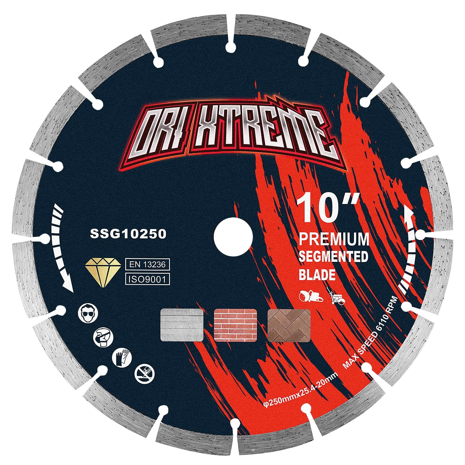 10 Inch Diamond Saw Blade, Segmented General Purpose Blade Dry/Wet Cutting Concrete, Masonry, Brick, Block,7/8"-5/8” Arbor