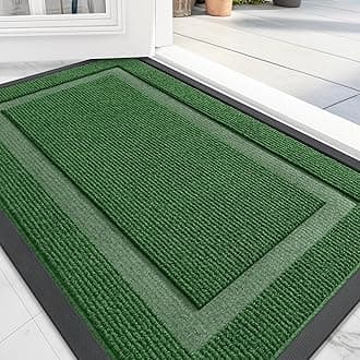 OLANLY Front Door Mat Indoor Outdoor Entrance, Waterproof All-Season, All-Weather Doormat, Sturdy Natural Rubber, Fade Resistant, Low Profile, Easy Clean Patio Porch Entryway Mat, 59x20, Green