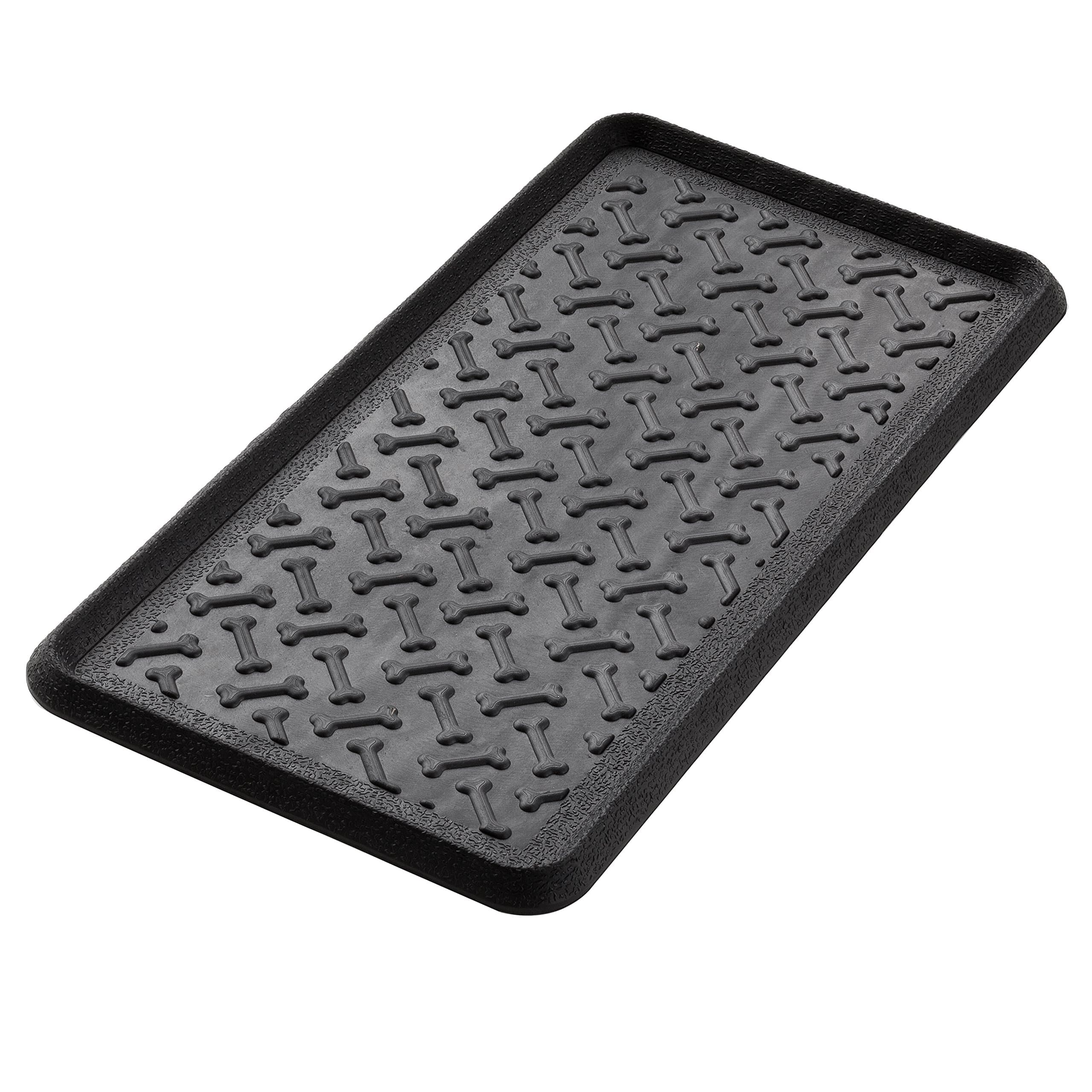 MT BAKER MERCANTILE Dog Bones Pattern Boot Tray, 100% Natural Rubber, Black, 32 by 16-Inches