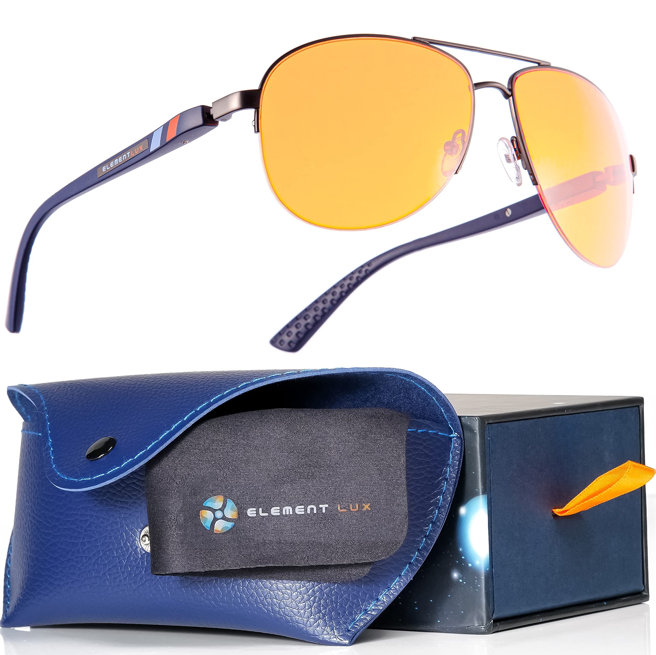 Blue Light Blocking Glasses by ELEMENT LUX - 99% Amber Blue Blocker Glasses - For Better Sleep, Gaming, Eye Strain, Computer