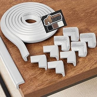 GORILLA GRIPBaby Proof Corners and Edges for Furniture, Kid Proofing Adhesive Table Corner Protectors, Heavy Duty Soft Rubber Foam Protection, Includes 8 Protective Safety Guards, 18 Feet, Off White