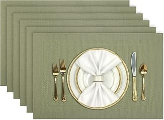 Aofmee Placemats Set of 6, Washable PVC Place Mats, Heat Resistant Non-Slip Table Mats, Woven Vinyl Plastic Placemats for Dining Table Decor, Stain Resistant Kitchen Table Placemats, Easy to Clean