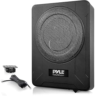 8-Inch Low-Profile Amplified Subwoofer System - 600 Watt Compact Enclosed Active Underseat Car Audio Subwoofer with Built in Amp, Powered Car Subwoofer w/Low & High Level Inputs - Pyle PLBX8A