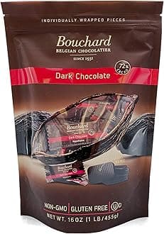 Bouchard Premium Belgian Dark Chocolate with 72% Cacao | Individually Wrapped Pieces (1 LB)