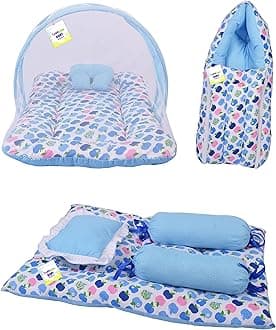 RBC RIYA R Flat Bed Baby Bed New Born Baby Bedding Set | Baby Carry Bag | Carry Bag | Baby Bed | Mattress |Mosquito Net | Carrier | Infants (0-6 Months) (3PCS Set)
