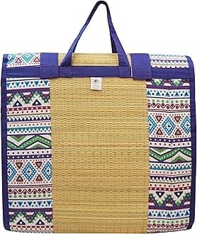 Home Tex Life Kora Grass Cushion Sleep Healthy, Easy Portable and Folding Mat (Africana,3 X 6.5 Ft,18 Mm Thickness)