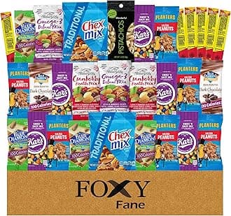 Foxy Fane 30 count Care Package - Premium Holiday, Christmas & New Year Gift Snack Box with Variety of Nuts, Jerky & Snacks - Low Carb, Healthy, High in Protein Treats (Variety Pack of 30 Snacks)