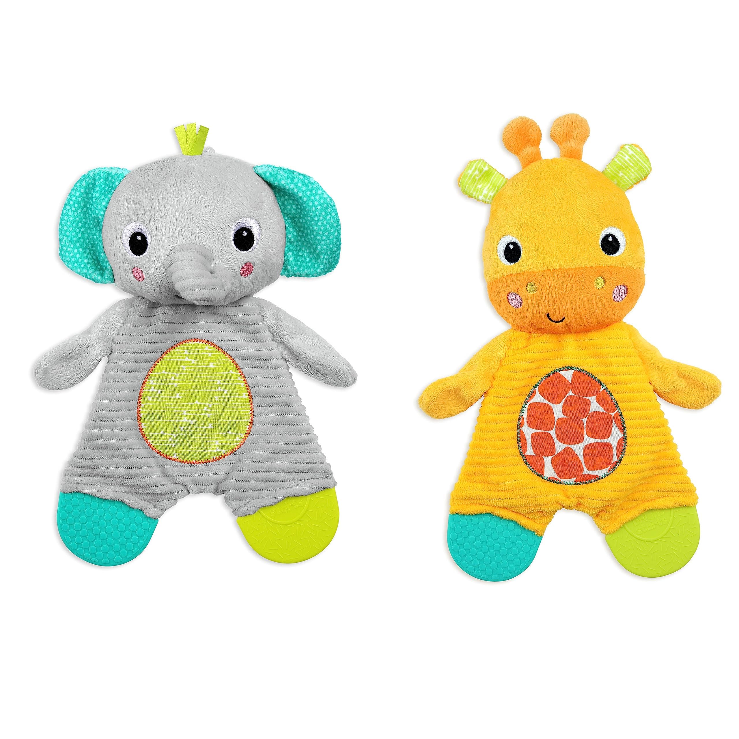 Snuggle & Teethe Plush Teether Toy - Elephant or Giraffe Assorted (1pc, Style May Vary), Ages Newborn+