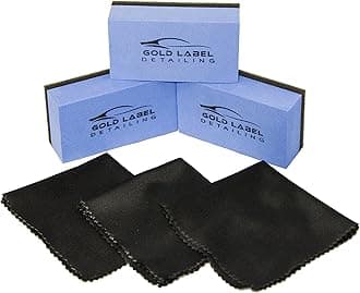 Sponge Applicator Kit 3 Pack with Microfiber Cloths | Perfect for Ceramic Coating, Nano Coating, Glass Coating, Tire Shine Detailing (4" Sponge Kit)