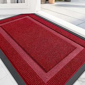 OLANLY Front Door Mat Indoor Outdoor Entrance, Waterproof All-Season, All-Weather Doormat, Sturdy Natural Rubber, Fade Resistant, Low Profile, Easy Clean Patio Porch Entryway Mat, 36x24, Wine Red