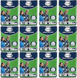 KareIn Classic Adult Diapers, Extra Large, Waist Size 127-165 Cm (50"-65"), 120 Count, Tape Style, Unisex, High Absorbency, Leak Proof, Wetness Indicator, Pack of 12