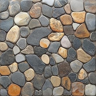 10PCS 12x12 Inch Realistic River Rock Look Peel and Stick Floor Tiles Removable Self Adhesive Vinyl Flooring Stickers for Entryway Balcony Bathroom Rustic Decor