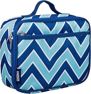 Wildkin Kids Insulated Lunch Box – Durable and Reusable for School & Travel - Chevron Blue