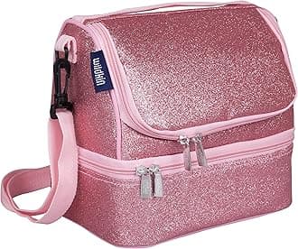 WildkinTwo Compartment Insulated Lunch Bag for Kids – School & Travel Ready - Pink Glitter