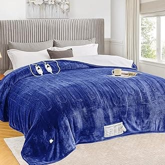 greenoak Heated Blanket Electric Queen Size 84"X90" Dual Control, Heating Blanket with 10 Heat Levels 1/2/4/6/8 Hours Auto-Off, Sherpa Soft Warm Christmas Blanket, Sea Blue