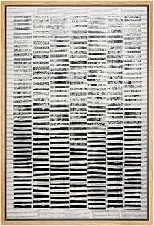 IDEA4WALL Framed Canvas Print Wall Art Black White Distressed Geometric Collage Abstract Shapes Illustrations Modern Art Contemporary Relax/Calm for Living Room, Bedroom, Office - 24"x36" Natural