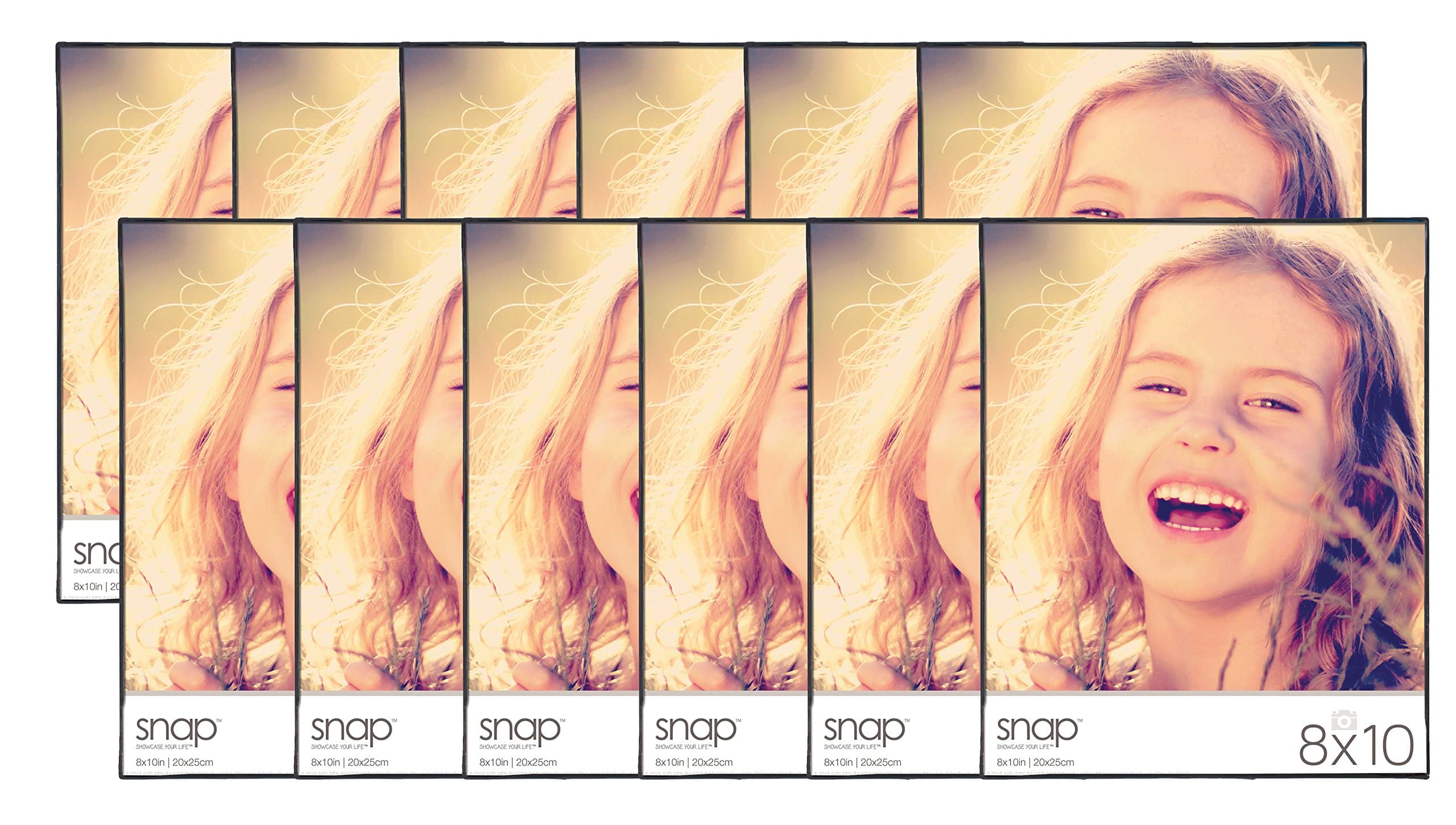 Snap - 8"x10" Black Front Loading - Narrow Wall Photo Frame - Perfect for Showcasing Memories in Style - Versatile and Durable Design for Home or Office Décor - Rectangular Wall Mount - Set of 12