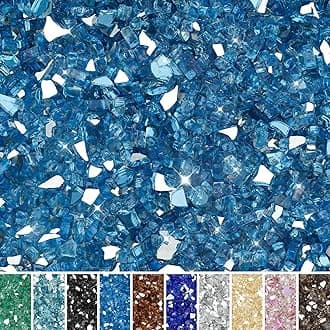 Skyflame 10-Pound Fire Glass for Fireplace Fire Pit and Landscaping, Pacific Blue Reflective, 1/4-Inch