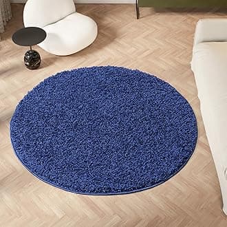 homeart Area Rug - Super Soft Shaggy Rugs For The Living Rooms, Bedrooms And Kitchen - Modern, Easy To Clean Carpet - 120 cm Round, Navy