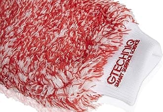 WM2 Microfibre Wash Mitt-Ultra Low Friction Washcloth,Soft Glide Minimises Swirl Marks-Holds Maximum Volume Of Soap Suds,100% Split Varied Length Polyester Strands,Red&White