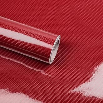 Lypumso 6D Carbon Fiber Vinyl Wrap Roll, Super Glossy Car Wrap Film Featuring Bubble Free Air Release Technology, Car Moto DIY Interior Exterior (Carbon Fiber Red, 1ft x 10ft)