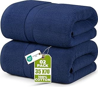 Utopia Towels - Premium Jumbo Bath Sheet (90 x 180 cm, 2 Pack) - 100% Ring Spun Cotton Highly Absorbent and Quick Dry Extra Large Bath Sheet - Super Soft Hotel Quality Towel (Navy)