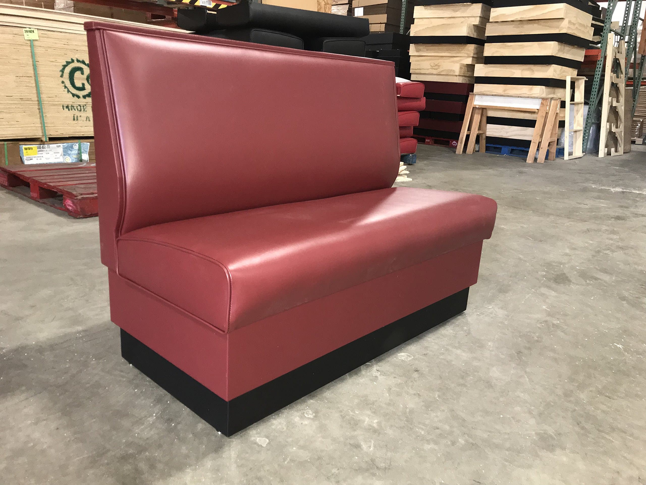 Restaurant Booth Single Sided Plain Back Style 36"High X 48"Long in Black Vinyl (Single Side, Burgandy)
