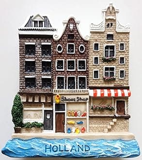WitnyStore Tiny 2⅝" Holland Buildings Netherlands Magnet - Miniature Hand Made Resin 3D Europe Landmark Tourist Attractions Decorative Refrigerator Fridge Magnets Collectible Traveler Souvenirs Gifts
