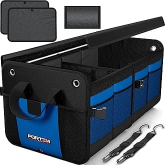 FORTEM Trunk Organizer For SUV Car Organizer and Storage, Collapsible Multi-Compartment Storage Bag Car Accessories for Women Men, 1680D Oxford, Non Slip Bottom, Adjustable Straps, Soft Cover (65L)