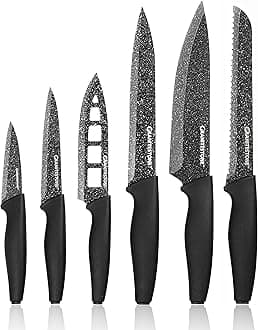 Granitestone Nutriblade Knife Set, High Grade Professional Chef Kitchen Knives Set, Knife Sets Toughened Stainless Steel with Nonstick Mineral Coating, Rubberized Ergonomic Grip, Dishwasher Safe