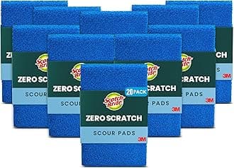 Scotch-Brite Zero Scratch Scouring Pad, Effective + Gentle Dish Scrubber for Household Cleaning, 2 Scrub Pads for Dishes, Nonstick Pots and Pans, Glass, Tubs, Showers, Reusable & Durable