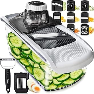 Mandoline Slicer Vegetable Slicer and Vegetable Grater - Potato Slicer Food Slicer Veggie Slicers Mandoline Slicer Cutter Grater - Veggie Slicer Onion Slicer Fruit Slicers for Fruits and Vegetables