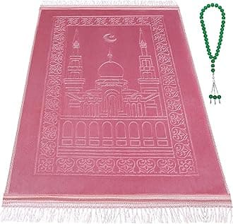 Muslim Prayer mat Extra Soft and Thick Padded Rug for Eid Travel Ramadan Islamic Gift and Great for Knees and Forehead