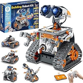 Sillbird Robot Building Kit with Remote Control STEM Gifts for Kids Boys Age 8-12, Coding Technic Robotics Toy for Birthday - Buildable 5in1 Models with 488 Pieces - Orange