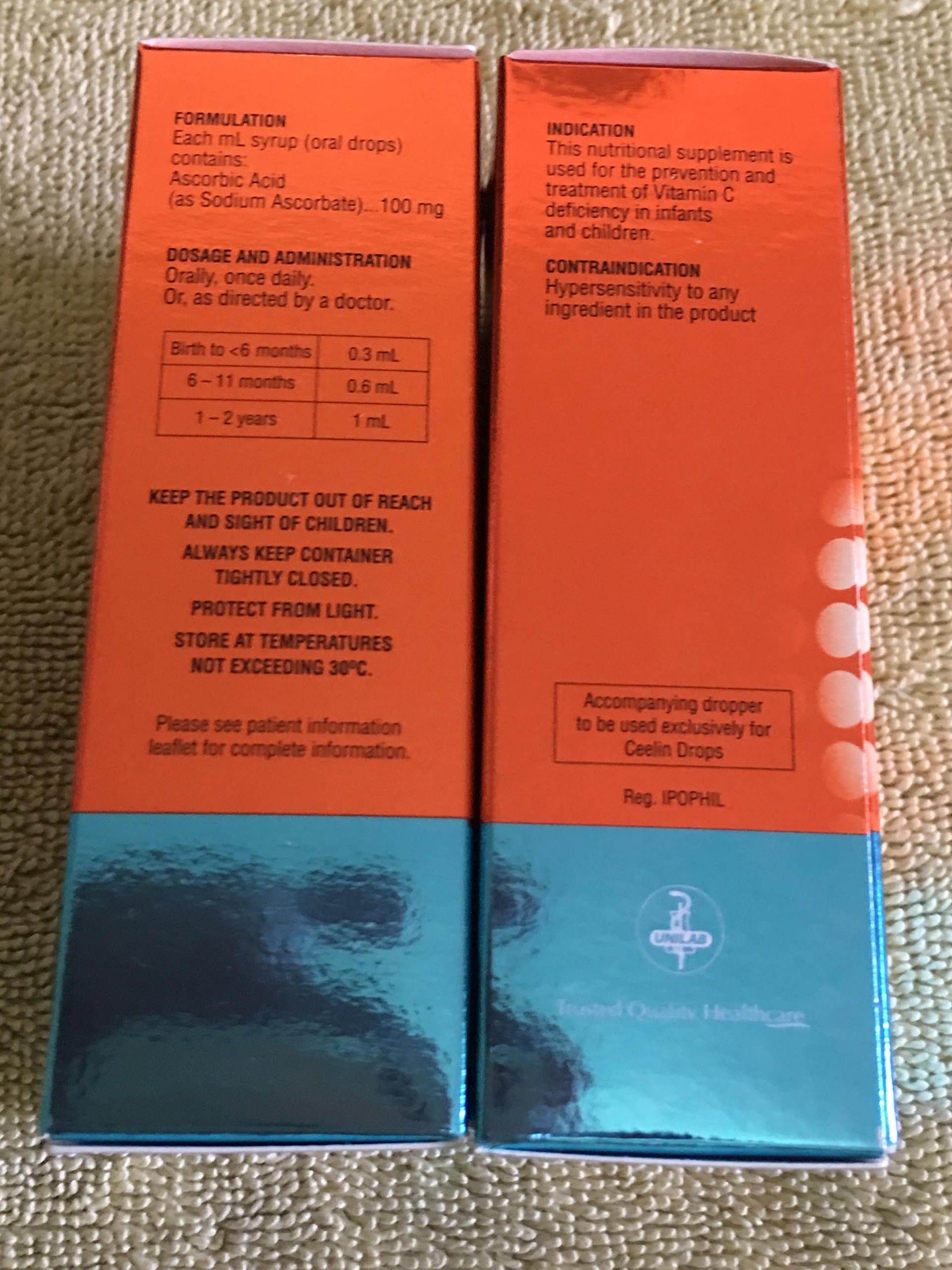 Ascorbic Acid Ceelin Oral Drops Ages 0-2 years old 30mL Unilab