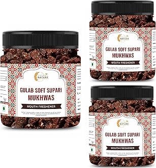 Organic Nature Soft Gulab Supari Mouth Freshener Sweet Rose Supari (Jar Pack) (900 Grams (Pack of 3 of 300 Grams))