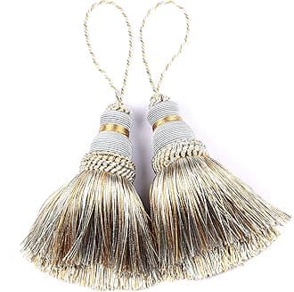 BEL AVENIR Mix Blue Tassels Key Tassel with Loops Handmade Craft Charms DIY Accessories Elegant Soft Making Curtain Home Decoration (Mix Blue, 2 pcs)