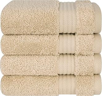 Cotton Paradise Turkish Cotton Washcloths, 13 x 13 Inch, Soft Absorbent Luxury Small Hand Face Towels for Bathroom, Beige