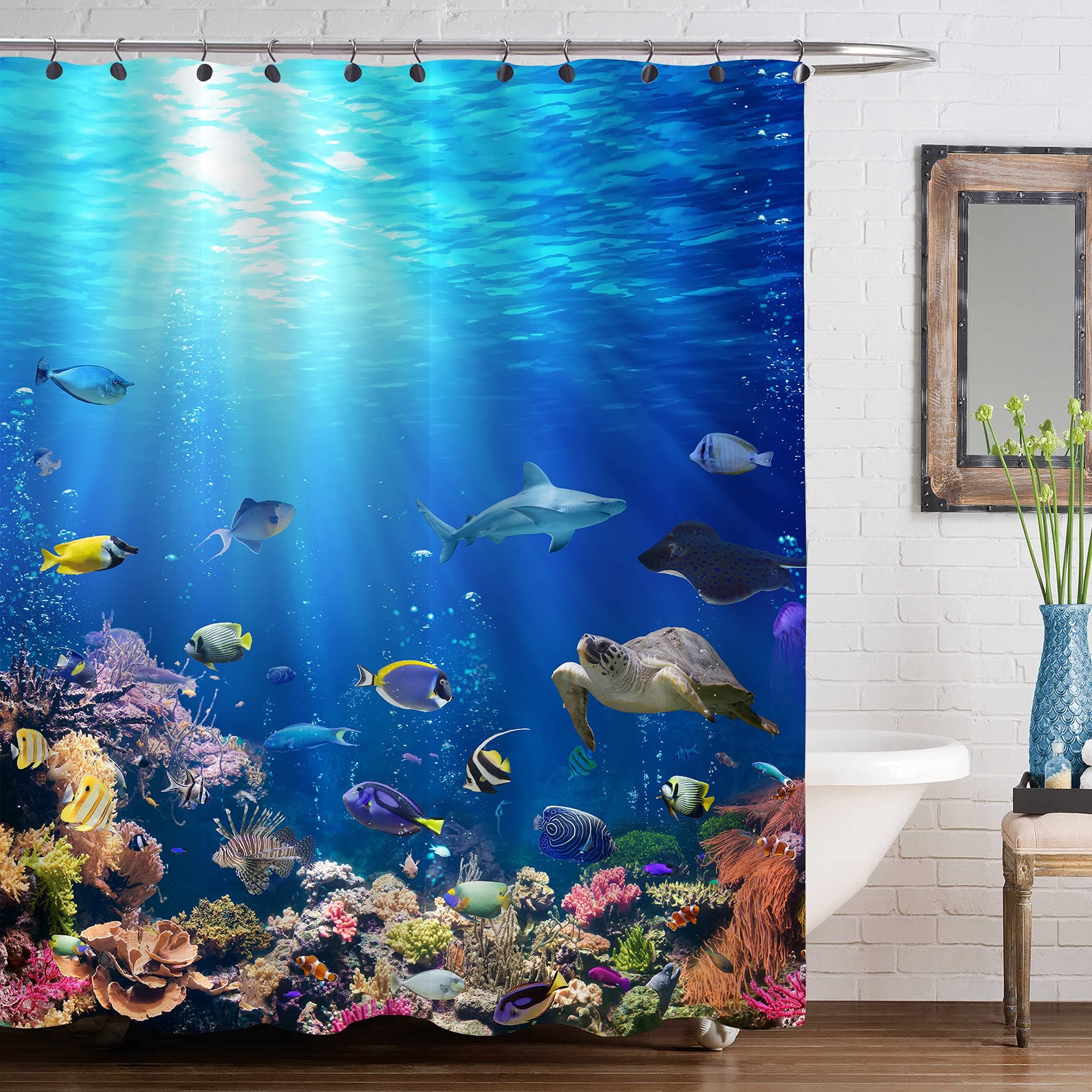 3D Ocean Fish Shower Curtain