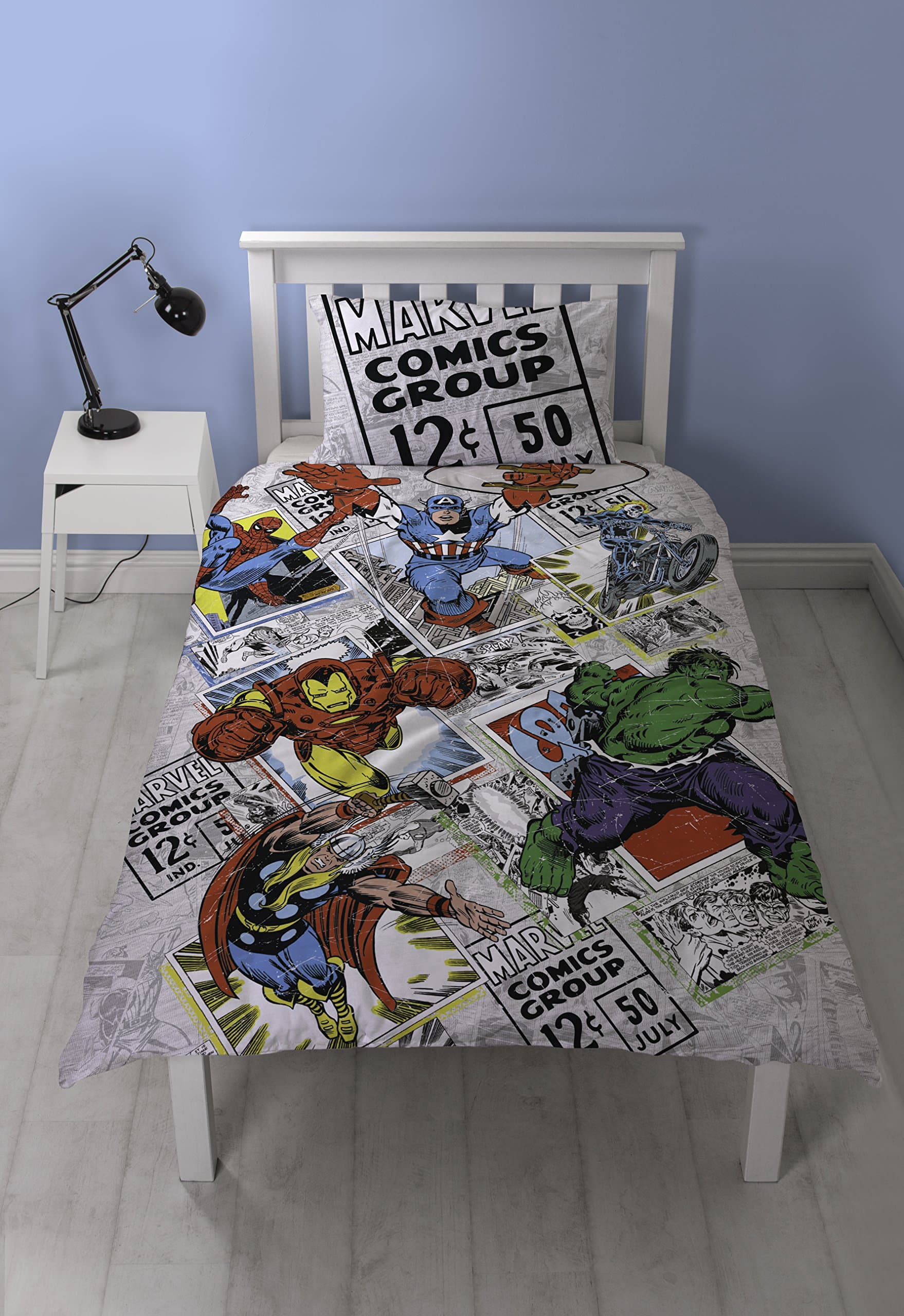 Marvel Comics Retro Single Duvet Cover Set, Polyester-Cotton