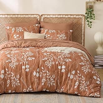 Bedsure Twin Comforter Set - 5 Pieces Floral Brown Soft Bedding Sets, Twin Bed in a Bag with Botanical Flowers Comforter, Sheets, Pillowcase & Sham