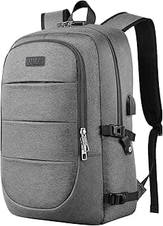 AMBOR Travel Laptop Backpack,18.4 inch Anti Theft Business Laptop Carry on Backpack with USB Charging Port and Headphone Interface, Backpack for Men & Women, Grey
