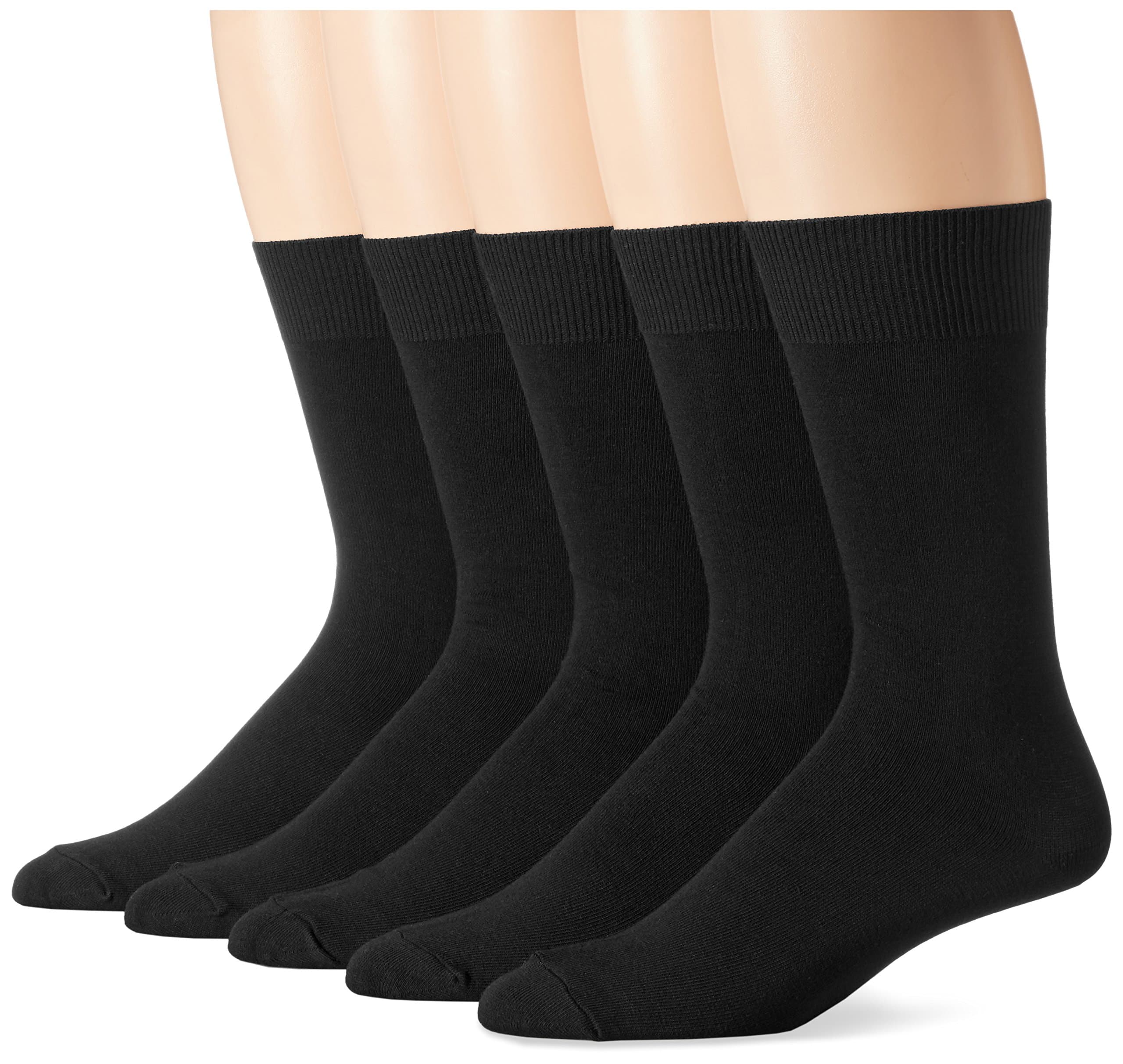 Men's Cotton Blend Solid Dress Socks, 5 Pairs