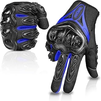 IRON JIA'S Motorcycle Gloves Full Finger Durable for Road Racing Bike Summer Spring Powersports Support Touch Screen Blue- XL
