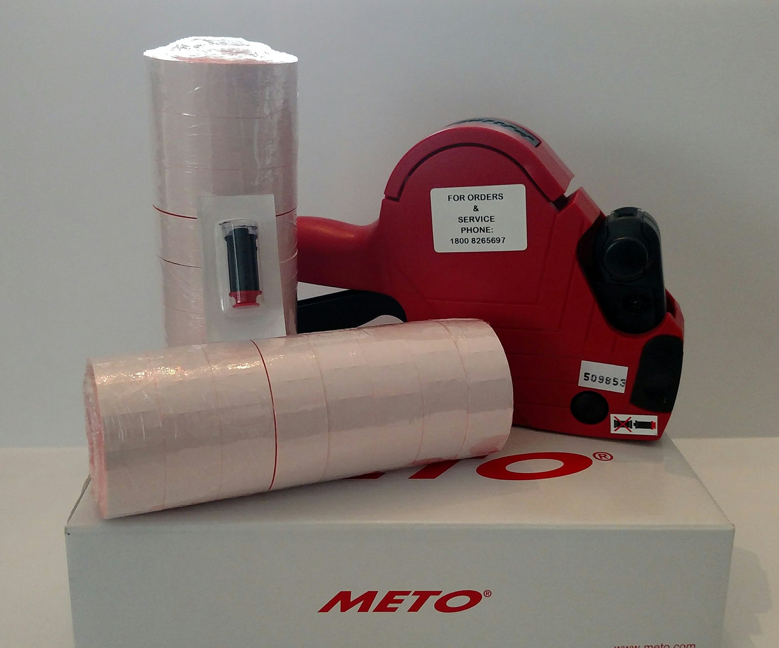 Meto PrimarkPrimark P14 Price Labelgun, Value Pack, Pricing Gun,Box Fluro Red Labels, Ink Roller