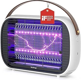 Buzbug LED Bug Zapper Outdoor Indoor, LED Bulbs Up to 50,000 Hours, Rechargeable 5200mAh Battery, Portable Camping Fruit Fly Mosquito Moth Gnat Wasp Trap, Killer, Zapper -MA015C (New White)