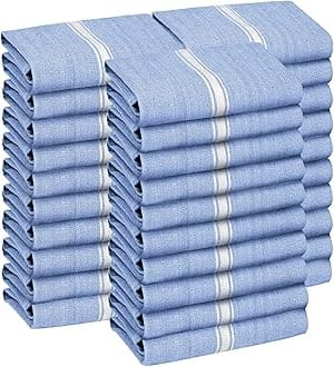 ZeppoliClassic Dish Towels - 30 Pack - 14" by 25" - 100% Cotton Kitchen Towels - Reusable Bulk Cleaning Cloths - Blue Hand Towels - Super Absorbent - Machine Washable