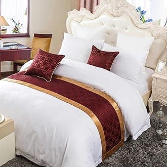 OSVINO European Style Modern Smooth Bed Runner Scarf Bedding Protection Decoration for Bedroom Hotel, Red 240X50cm for 180cm Bed